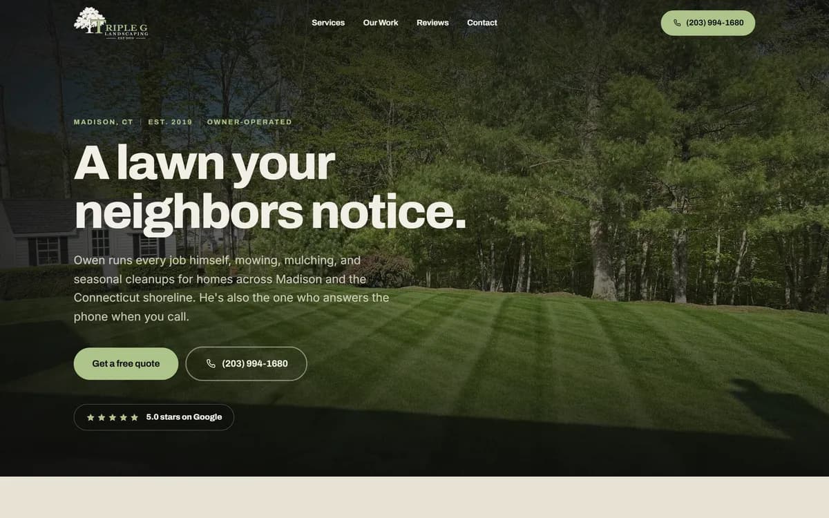Triple G Landscaping — screenshot of the live site